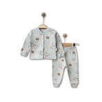 GizaKids Erkek Bebek Pamuklu Pijama Takımı, 0-3 AY, nynpe, Haki, erkek-bebek