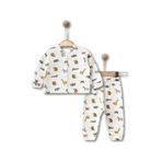 GizaKids Erkek Bebek Pamuklu Pijama Takımı, 3-6 AY, nynpe, Krem, erkek-bebek