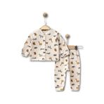 GizaKids Erkek Bebek Pamuklu Pijama Takımı, 6-9 AY, nynpe, Bej, erkek-bebek