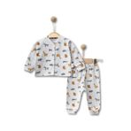GizaKids Erkek Bebek%100 Pamuklu Pijama Takımı, 3-6 AY, nynpe, Gri, erkek-bebek