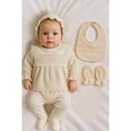 GizaKids Kız Bebek Pamuk Hastane Çıkışı Set, Yeni Doğan, hastane5, Bej, kız-bebek