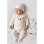 GizaKids Kız Bebek Pamuk Hastane Çıkışı Set, Yeni Doğan, hastane5, Beyaz-Kırmızı, kız-bebek