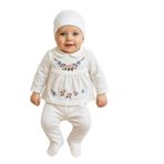 GizaKids Kız Bebek Pamuk Hastane Çıkışı Set, Yeni Doğan, hastane5, Beyaz-Pudra, kız-bebek