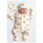 GizaKids Kız Bebek Pamuk Hastane Çıkışı Set, Yeni Doğan, hastane5, Beyaz-Sarı, kız-bebek