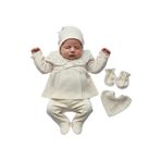 GizaKids Kız Bebek Pamuk Hastane Çıkışı Set, Yeni Doğan, hastane5, Ekru-Bej, kız-bebek