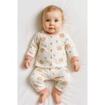 GizaKids Kız Bebek Pamuk Pijama Takımı 6 Ay, 6 Ay, kuzukız, Beyaz-Somon, kız-bebek