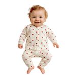GizaKids Kız Bebek Pamuk Pijama Takımı 9-12 Ay, 9-12 Ay, kuzukız, Kırmızı-Beyaz, kız-bebek