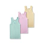 GizaKids%100 Pamuklu Kız Çocuk Atlet Fanila İç Çamaşır 3lü Set, 2-3 Yaş, Atlet Fanila İç Çamaşır 3lü Set, Yeşil-Pembe-Sarı, Kadın