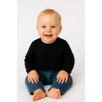 GizaKids%100 Pamuklu Uzun Kollu Mevsimlik Erkek Kız Unisex Bebek Çocuk Tişört Badi, 9 Ay, 9 Ay, teklit, Siyah, Bebek-Erkekler