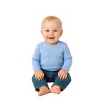 GizaKids%100 Pamuklu Uzun Kollu Mevsimlik Unisex Bebek Çocuk Tişört Badi, 1 Yaş, teklit, Mavi, Bebek-Erkekler