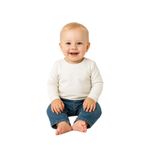GizaKids%100 Pamuklu Uzun Kollu Mevsimlik Unisex Bebek Çocuk Tişört Badi, 9 Ay, 9 Ay, teklit, Ekru, Bebek-Erkekler