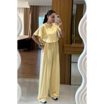 Gizem Ecemiş Jadon Sarı Panço Tshirt-Pantolon Spor Takım
