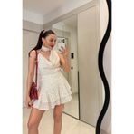 Gizem Ecemiş Rumba Puantiyeli Kendinden Şal Detaylı Bluz
