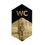 Gizem Shop Wc Yönlendirme (Kadın) Tabelası Siyah Pleksi Üzeri Gold Pleksi