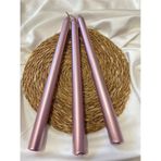 Gizemli Home 3'lü Rose Gold Metalik Şamdan Mumu