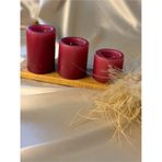 Gizemli Home 3'lü Set Bordo Çap: 6,5 Çökertme Silindir Mum