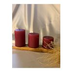 Gizemli Home 3'lü Set Çap: 6,5 Bordo Silindir Mum