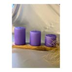 Gizemli Home 3'lü Set Çap: 6,5 Lila Silindir Mum