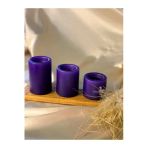 Gizemli Home 3'lü Set Çap: 6,5 Mor Çökertme Slindir Mum