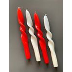 Gizemli Home Kırmızı Krem Burgulu 4'lü Set Şamdan Mumu