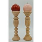 Gizemli Home Natural Wooden Top 2'li Şamdan Seti