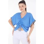 Gizmurstore V yaka büzgülü detaylı bluz