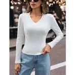 Gizmurstore V yaka kaşkorse bluz beyaz w3817