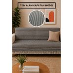 Gizo Home ARS | Pamuklu Kaymaz Yıkanabilir Çok Amaçlı Bohem Koltuk Örtüsü Tekli&Üçlü 180x210 Çekyat Örtüsü, Berjer Örtüsü, Koltuk Şalı Antrasit Renk