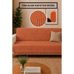 Gizo Home ARS | Pamuklu Kaymaz Yıkanabilir Çok Amaçlı Bohem Koltuk Örtüsü Tekli&Üçlü 180x210 Çekyat Örtüsü, Berjer Örtüsü, Koltuk Şalı Kiremit