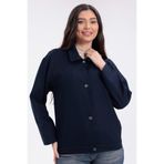 Gizrain Kadın Lacivert Oversize Mevsimlik Çıt Detaylı İç Cepli Gabardin Ceket