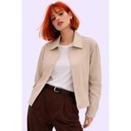 Gizrain Kadın Taş Oversize Mevsimlik Çıt Detaylı İç Cepli Gabardin Ceket