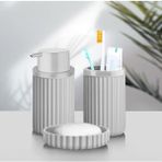 GK Creative Haus Banyo Takımı Diş Fırçalık Sıvı Sabunluk Katı Sabunluk 3'lü Set Gri
