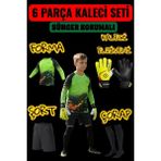 Gk Degaj Dragon Desenli Çocuk Kaleci Eldiveni Sünger Destekli Çocuk Kaleci Forma Şort Çorap Takımı - Neon Sarı - 8 - 10 Yaş