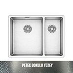 GL General Gl General Redux 58x44 Inox Petek Dokulu Sağ 1,5 Gözlü Paslanmaz Çelik Mutfak Eviyesi Gümüş