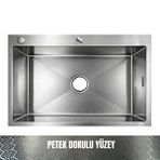 GL General Gl General Sagax 50x60 Inox Petek Dokulu Çift Delikli Mutfak Eviyesi 304 Paslanmaz Çelik 1mm Gümüş