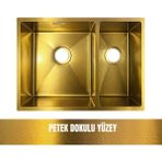 Gl General Redux 58X44 Gold Petek Dokulu Sağ 1,5 Gözlü Paslanmaz Çelik Mutfak Eviyesi - Altın