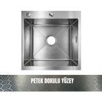 Gl General Sagax 50X55 Inox Petek Dokulu Çift Delikli Mutfak Eviyesi 304 Paslanmaz Çelik 1Mm