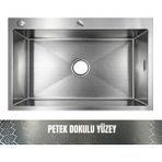 Gl General Sagax 50X60 Inox Petek Dokulu Çift Delikli Mutfak Eviyesi 304 Paslanmaz Çelik 1Mm