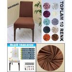 GL Home 6 Adet Süet Detaylı Angora Kumaş Sandalye Kılıfı Yıkanabilir Likralı Esnek Lastikli, Sandalye Örtü - 55 x 55 cm - Kahverengi