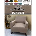 GL Home Pamuklu Su Yolu Jakarlı Kumaş 1 Adet Tekli & Berjer Koltuk Kılıfı, Kumaşımız Yakma Terletme Yapmaz - 100 x 110 cm - Vizon