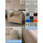 GL Home Süet Detaylı Angora Kumaş Tekli Komple Giydirme Tekli & Berjer , Bohem, Porto, Vb Model Koltuk Kılıfı - 80 x 100 cm - Vizon