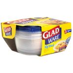 Glad Ware Kapaklı Büyük Kase Kapları, Yuvarlak Boy, 6 Bardak 3 Kap