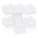 GLADFRESIT 6 Adet Şeffaf Plastik Saklama Kutusu, Mini Dikdörtgen Boş Konteynerler Boncuklu Kartvizit Hapları için Kapaklı Kutu Kılıfı Küçük Ürünler (4,5 x 4,5 x 2 cm)