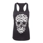 Glam and Gloria Siyah Kadın Kuru Kafa Leopar Desenli Hayvan Baskılı Kafatası Gotik Punk Tank Top Tişört, Siyah, M