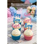 GLAM DEKORASYON Girl Boy 6lı Cupcake Cinsiyet Partisi Pasta Kürdanı, Babyshower Gender Reveal Tatlı Organizasyon Süs