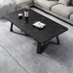 Glam Modern Sehpa Çapraz Ayaklı Küçük Daire İskandinav Tarzı Dikdörtgen Kokteyl Masası Ev için Siyah Ahşap Çay Masası 80 cm U x 40 cm G x 45 cm Y