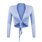 Glamexx24 Kadın Bolero Kısa Ceket Bolero Örgü Ceket Şık Bolero Gece Bolero Düğün Bolero Uzun Kollu Bolero, Açık mavi, L-XL