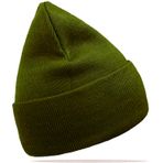 Glamexx24 Kış Beanie Slouch Şapka Erkek Beresi Klasik Sarkık Jarse Yumuşak Sıcak Bere Şapka Kadın İlkbahar ve Kış için Örgü Esnek Sarkık Şapka Üniseks Tek Renk Kış Şapkası, asker yeşili, Tek Beden