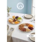 Glamis Selen Concept Helis Model Büyük Boy El Yapımı Cam Salata Kasesi ve Meyvelik 2'li Set - 2,5 lt - Beyaz