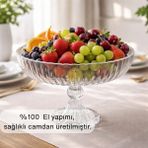 Glamis Selen Concept Linea Damla Model Ayaklı El Yapımı Cam Salata ve Meyve Kasesi Tekli - 2.54 L